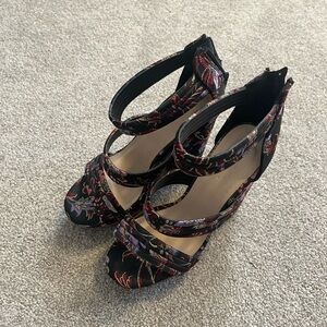 Charlotte Russe Black and Purple Floral Heels